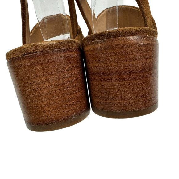 Soludos Farah Camel/Brown Suede Block Heel Strappy Sandal Women's Size 7.5 - Picture 7 of 10